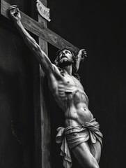 Fototapeta na wymiar jesus on the cross, realistic, Nikon - generative ai