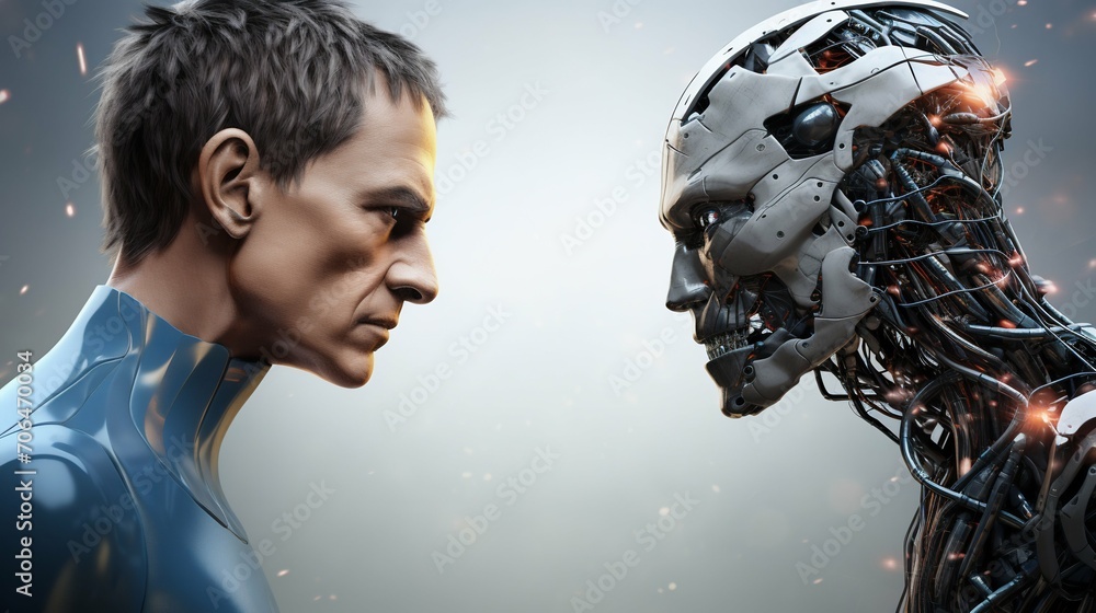Poster man versus machine: the duality of ai. generative ai