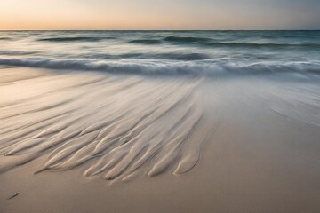 Fototapeta na wymiar A serene beach with gentle waves rolling onto the shore