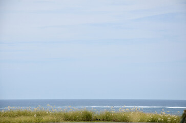 View of the ocean from the coast - In the background Ilha dos Lobos - Torres, Brasil