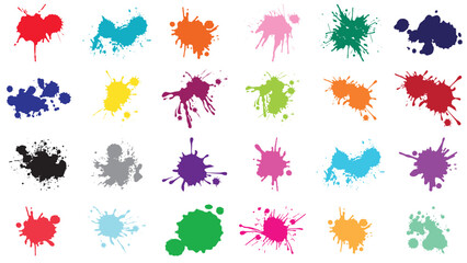 Color paint splatter. Spray paint blot element. Colorful ink stains mess.Colorful paint splatters.  Watercolor spots in raw and paint splashes collection,Illustration drop splatter paint.