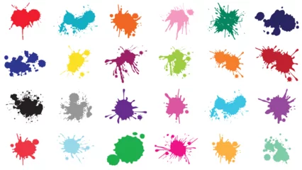 Fototapete Formen Color paint splatter. Spray paint blot element. Colorful ink stains mess.Colorful paint splatters.  Watercolor spots in raw and paint splashes collection,Illustration drop splatter paint.  © Quirk Craft Studio