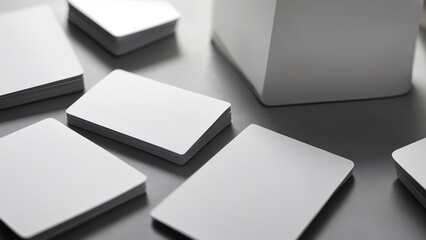 mockup of business cards in white and gray tones