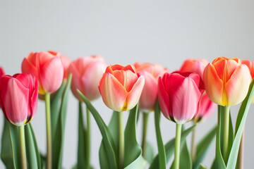 Fototapeta premium bouquet of tulips. pupils for st valentine. valentine's day. celebration, cozy and beauty. beautiful flowers