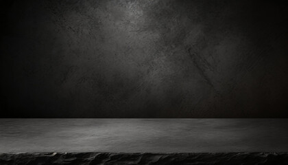 A minimalist dark concrete stage with a textured concrete backdrop, showcasing a grunge aesthetic. ideal for product displays, presentations, or digital backgrounds. - obrazy, fototapety, plakaty