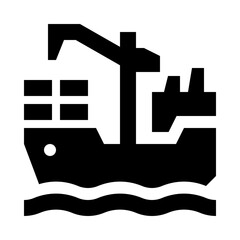 Cargo Container Ship Solid Icon