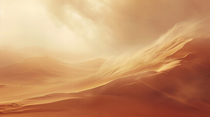 Beautiful sandstorm in desert dune landscape. faded colors