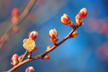 spring and early blossom, buds on a tree branch. fresh early morning. nature, fitness. green and healthy life style, start of life. March, april, february.