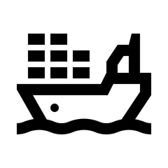 Cargo Container Ship Outline Icon