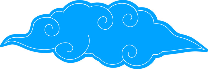 blue chinese clouds  japanese oriental style cloud doodles. asian traditional festive ornaments  japan decorative
