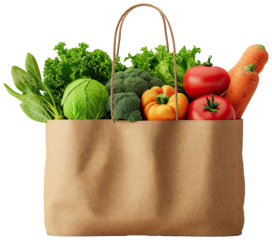 Shopping bag with vegetables illustration PNG element cut out transparent isolated on white background ,PNG file ,artwork graphic design.