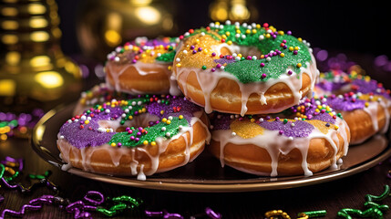 Mardi Gras King Cake doughnuts or donuts