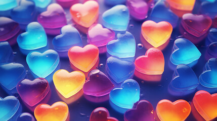 heart shaped jelly candies. background for valentine's day