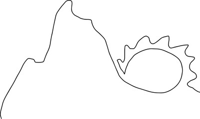 Сontinuous line sun. Black simple one line abstract icon in vector