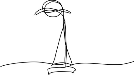 Сontinuous line sun. Black simple one line abstract icon in vector