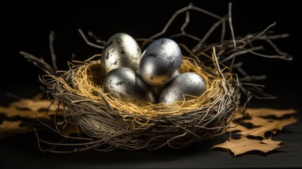 golden eggs in a nest