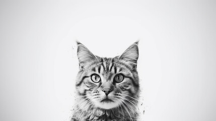 Obraz premium Fluffy cat sitting hand drawn sketch Pets illustration