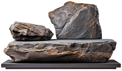 Flat rocks, stone podium for display product illustration PNG element cut out transparent isolated on white background ,PNG file ,artwork graphic design.