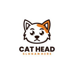 cat head simple mascot logo design