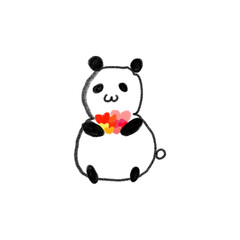 ハートをたくさん持ったパンダ