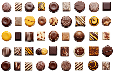 Different sortiments of chocolate candies illustration PNG element cut out transparent isolated on white background ,PNG file ,artwork graphic design.