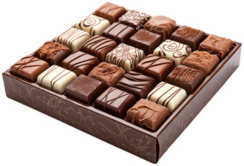 Obraz premium chocolate pralines in box illustration PNG element cut out transparent isolated on white background ,PNG file ,artwork graphic design.