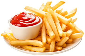 French fries and ketchup illustration PNG element cut out transparent isolated on white background ,PNG file ,artwork graphic design.