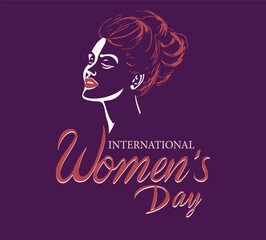 abstract woman's face poster, International Women's Day Vector illustration design