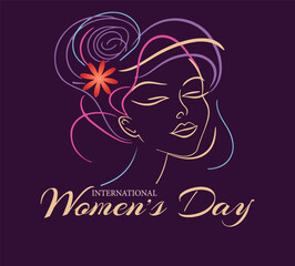 abstract woman's face poster, International Women's Day Vector illustration design