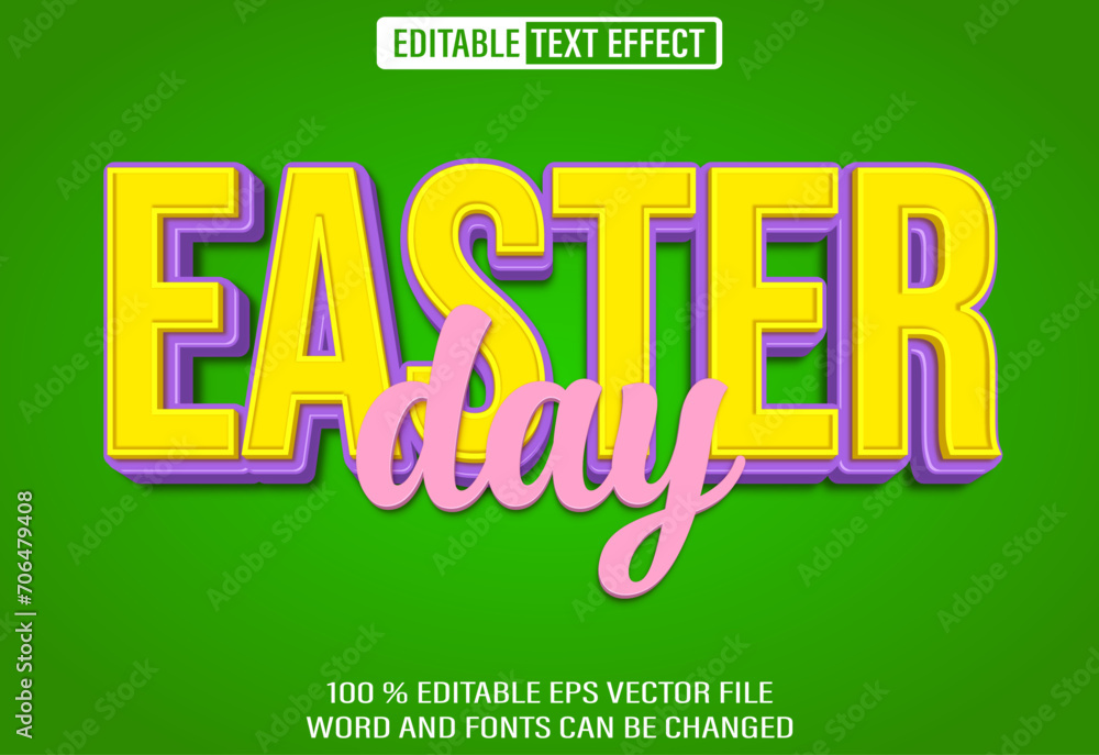 Poster editable 3d text style effect - easter day text effect template