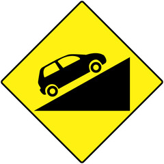 Warning Road Sign for all riders, Steep ascent ahead warning Icon, Vector illustration