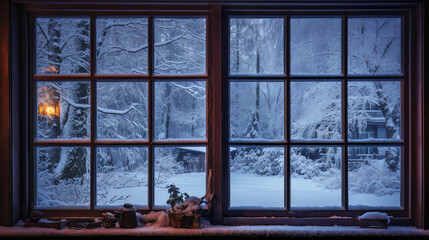 snow outside the window