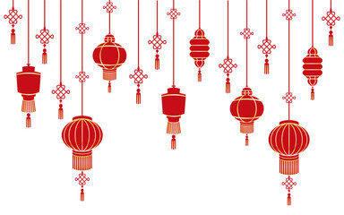 Fototapeta na wymiar Illustration of red and gold chinese lanterns of vector 