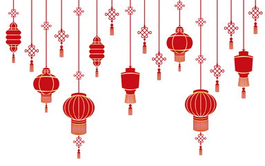 Fototapeta na wymiar Illustration red and gold chinese lanterns for chinese new year of vector