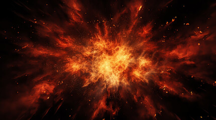 Fototapeta na wymiar Fiery bomb explosion with sparks isolated on black background