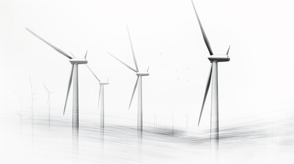 Eco landscape fields with a windmills.