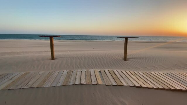 Sunset on the Costilla beach, Rota, Andalusia, Spain