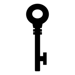 Black silhouette key isolated on white background. Vector illustration for any design. - 706481671