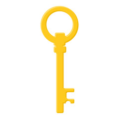 Golden key isolated on white background. Cartoon style. Vector illustration for any design. - 706481836