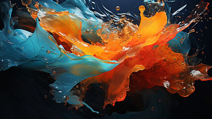 Obraz premium Splash yellow paint on a blue background