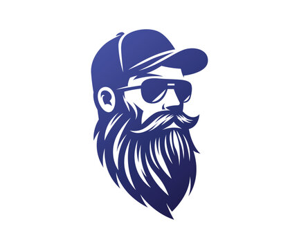 Cool bearded man wearing a cap and sunglasses vector