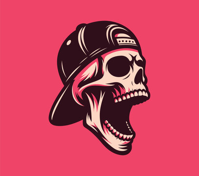 Cool Skull Wearing Cap Vector