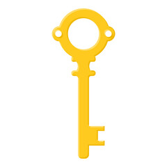 Yellow key isolated on white background. Cartoon style. Vector illustration for any design. - 706482002
