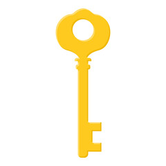 Yellow key isolated on white background. Cartoon style. Vector illustration for any design. - 706482277