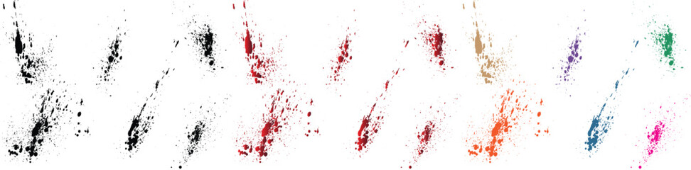Vector grunge blood splatter orange, purple, red, wheat, black, green color brush stroke frame background