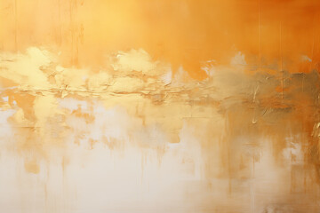 Abstract acrylic painting in gold tone for background. Generative AI image.