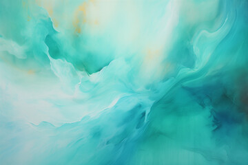 Abstract acrylic painting in aqua tone for background. Generative AI image. - obrazy, fototapety, plakaty