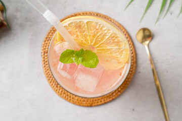 Iced Americano, cafe latte, latte, lemonade, long shake, grapefruit ade, ade, mugwort shake, Grapefruit Ade