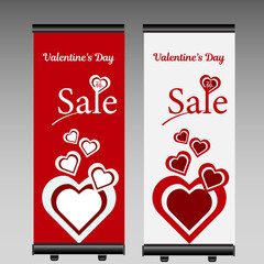 Valentine`s Day sale Roll up banner template