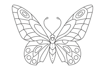 Butterfly black white logo isolated. Butterfly illustration. Beautiful insects isolated on white background. Spring summer seasons butterfly. design element. Coloring page Vector illustration